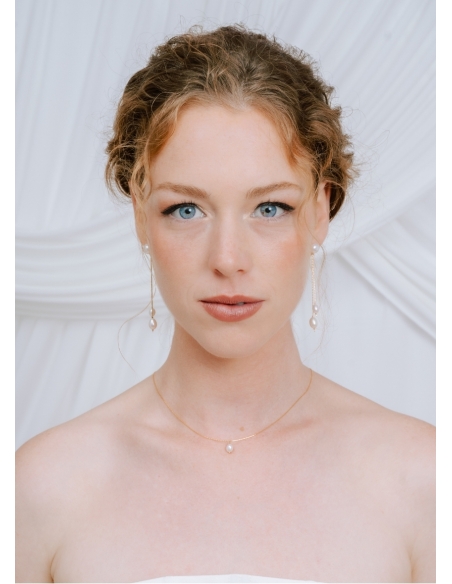 Boucles d'oreilles mariée "Eva" pendantes avec perles d'eau douce