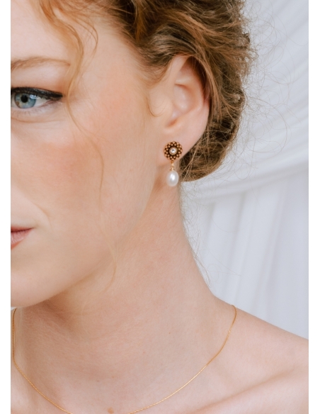 Boucles d'oreilles mariée "Charlotte" au charme ethnique