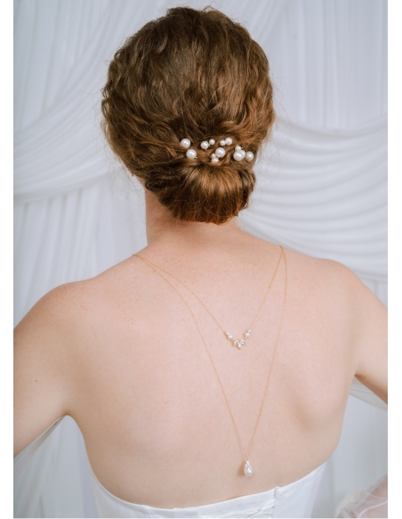 "Cassandre" Collier de mariée avec pendentif et dos en cristal