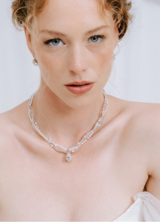 "Alicia" Collier multi-rangs de perles et de cristaux 2