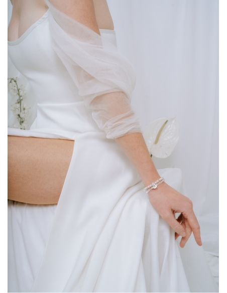 Bracelet mariage "Alicia" avec perles nacrées et serti en cristal