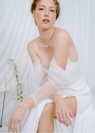 Bracelet mariage "Alicia" avec perles nacrées et serti en... 2