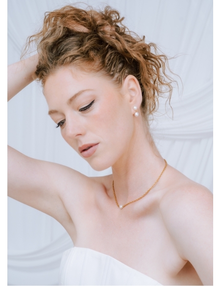 "Appoline" collier de mariée avec perle simple, minimaliste et discret