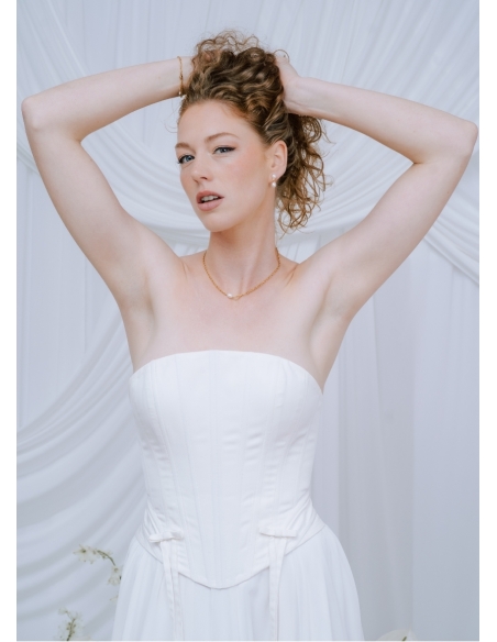 "Appoline" collier de mariée avec perle simple, minimaliste et discret