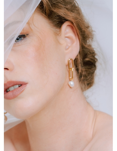 Boucles d'oreilles mariée "Andrea" avec perles nacrées