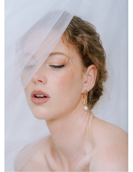 Boucles d'oreilles mariée "Andrea" avec perles nacrées