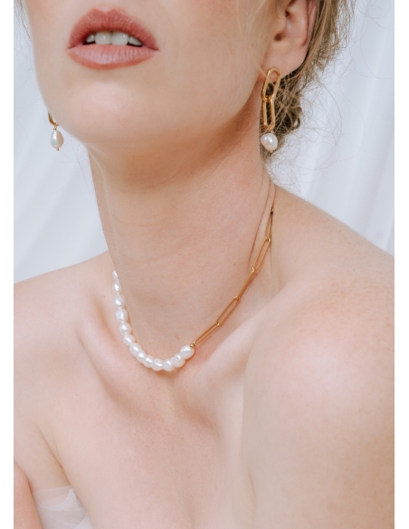 Boucles d'oreilles mariée "Andrea" avec perles nacrées