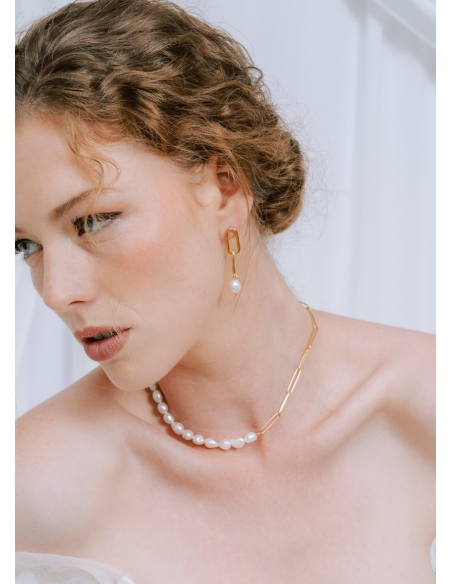 Boucles d'oreilles mariée "Andrea" avec perles nacrées