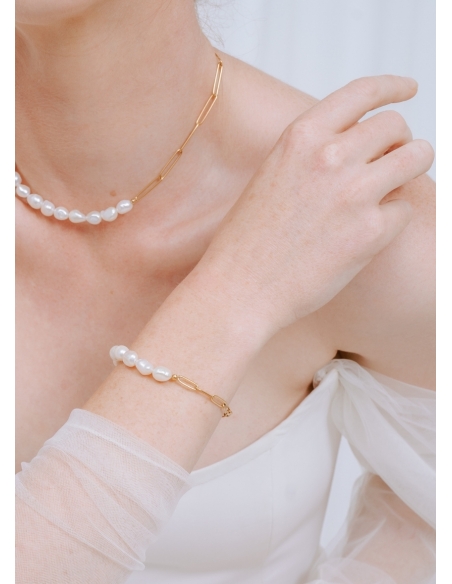 Bracelet mariage "Andrea" chaine moderne avec perle eau douce