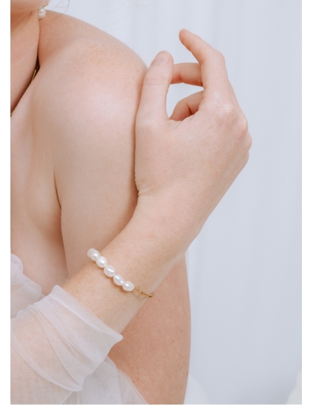 Bracelet mariage "Andrea" chaine moderne avec perle eau douce