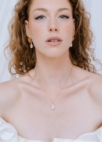 "Leopoldine" collier de mariée avec pendentif perle eau... 2