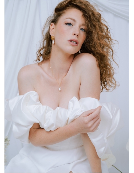 "Leopoldine" collier de mariée avec pendentif perle eau douce baroque