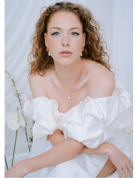 "Leopoldine" collier de mariée avec pendentif perle eau douce baroque