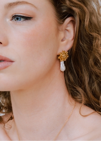 Boucles d'oreilles mariage "Leopoldine" bohème avec...