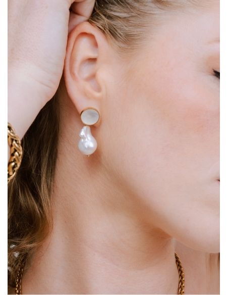 Boucles d'oreilles mariage "Cloé" bohème avec perles d'eau douce