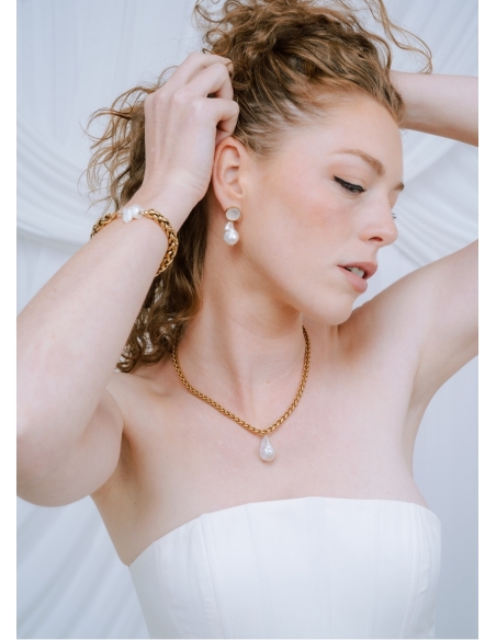 Boucles d'oreilles mariage "Cloé" bohème avec perles d'eau douce