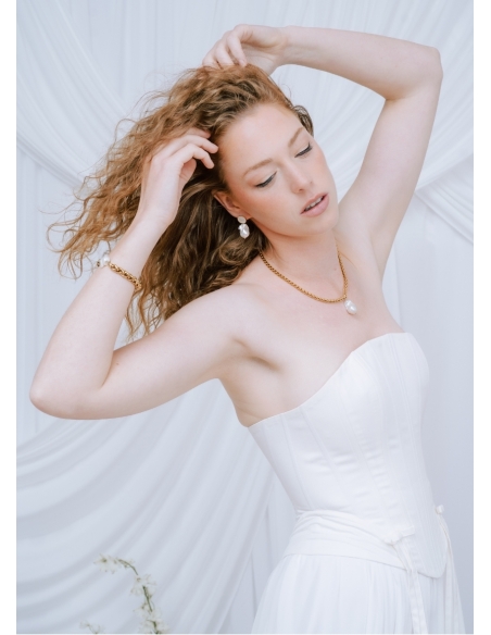 Boucles d'oreilles mariage "Cloé" bohème avec perles d'eau douce