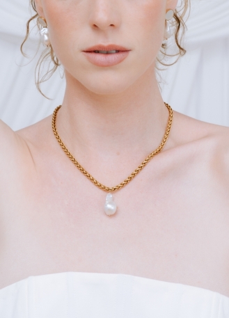 "Cloé" collier de mariée moderne avec perle eau douce...