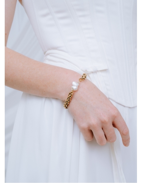 Bracelet mariage "Cloé" moderne avec perle eau douce