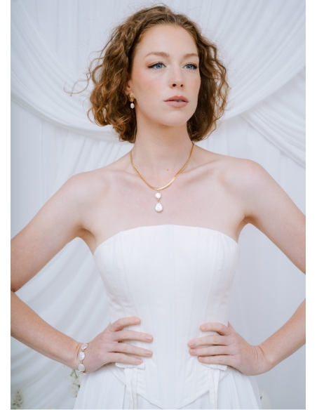 "Calista" collier de mariée avec pendentif perle eau douce baroque