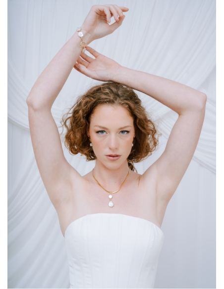 "Calista" collier de mariée avec pendentif perle eau douce baroque