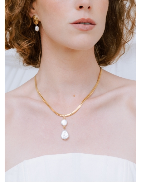"Calista" collier de mariée avec pendentif perle eau douce baroque