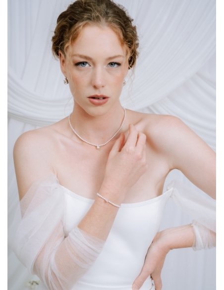 Bracelet mariage "Mathilde" discret avec perles d'eau douce