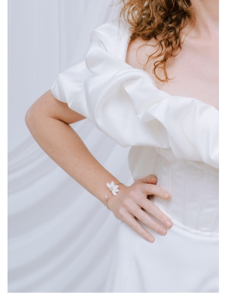 Bracelet mariage "Livia" jonc avec fleurs porcelaines