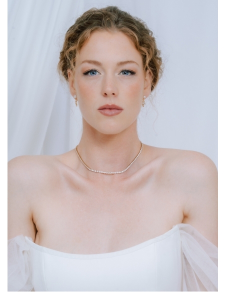 Collier mariage "Raphaelle" simple en cristal