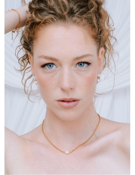 Boucles d'oreilles mariée "Appoline" avec perles d'eau douce