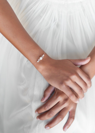 Bracelet mariage "Innocence" avec perles nacrées et cristal