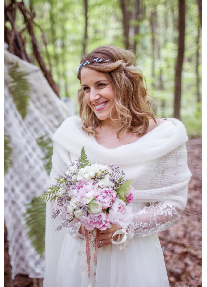 Douce et grande étole ivoire crème...