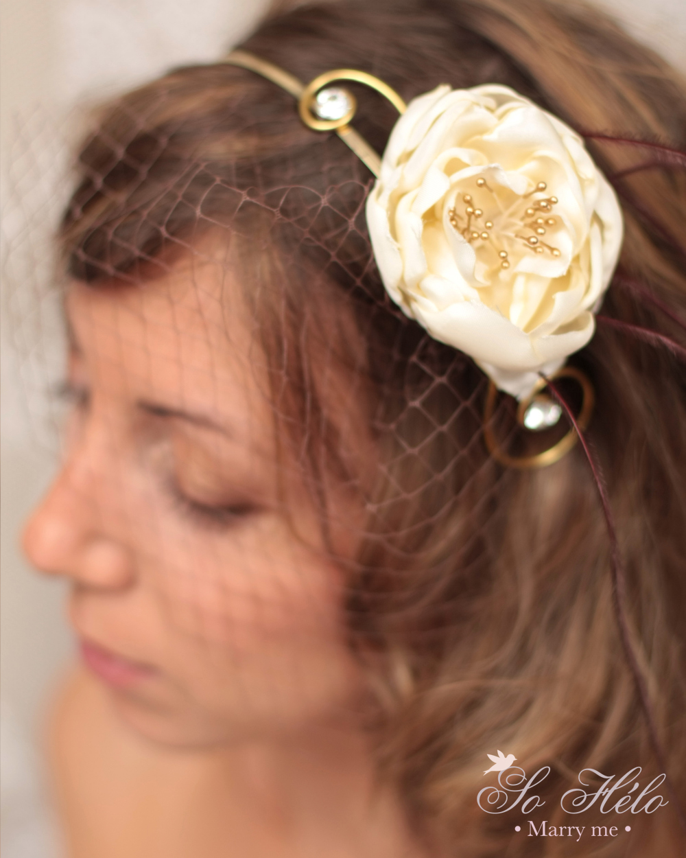 Headband pour mariées Chic et Bohème à personnaliser