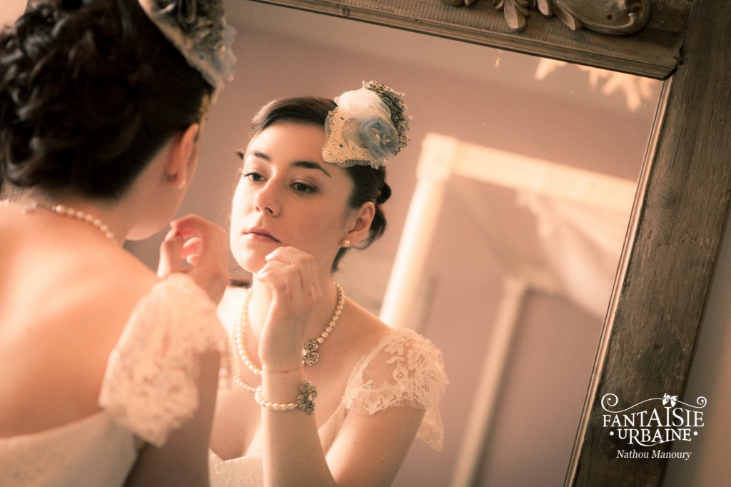 Bibi mariage rétro  forme goutte avec dentelle