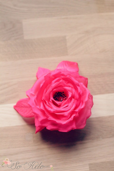 rose en soie fushia faite main mariage
