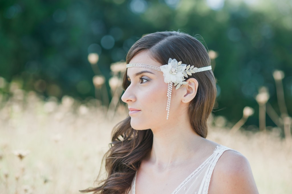 Headband mariée gatsby rétro fleur soie So Hélo photographie Cécile Creiche