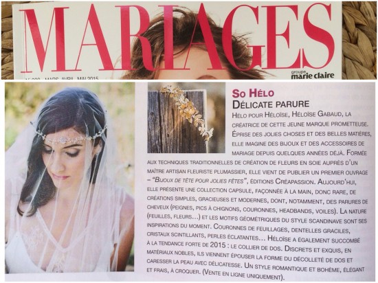 parution magazine Mariages So Hélo couronnes et accessoires de mariée mariage