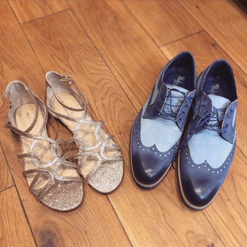 chaussures mariées pailletées et italienne pour le marié