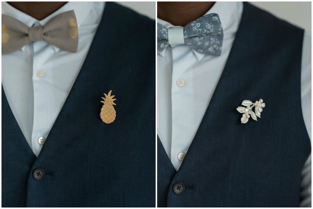 Noeuds papillons homme marié original boutonnière bijou ananas