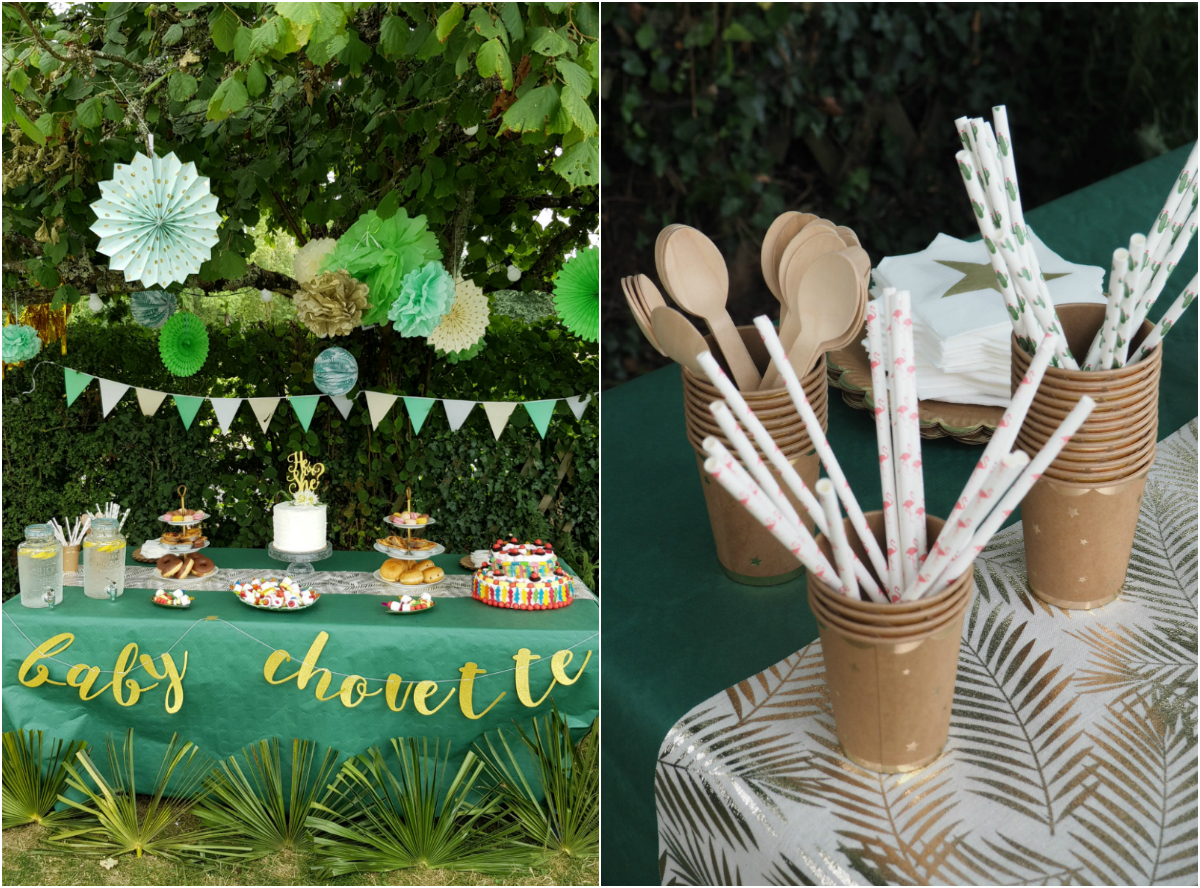 Table baby shower anniversaire theme jungle